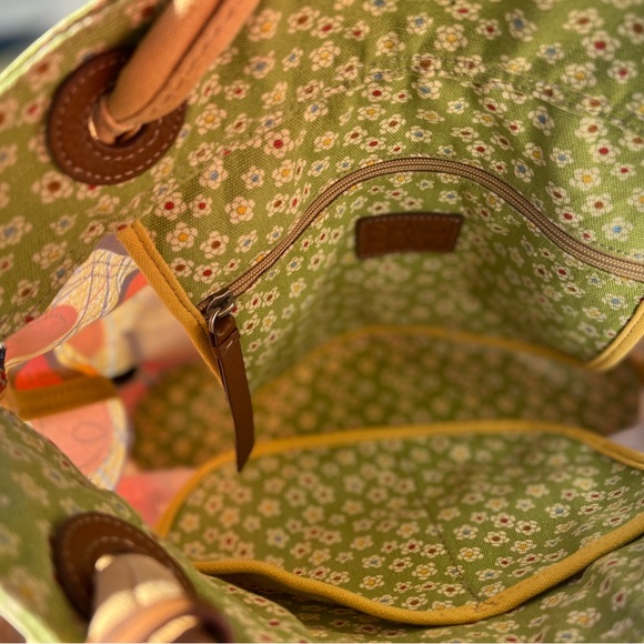 FOSSIL medium to large Multicolor Floral Canvas Satchel Tote Shoulder Bag. - Picture 6 of 6